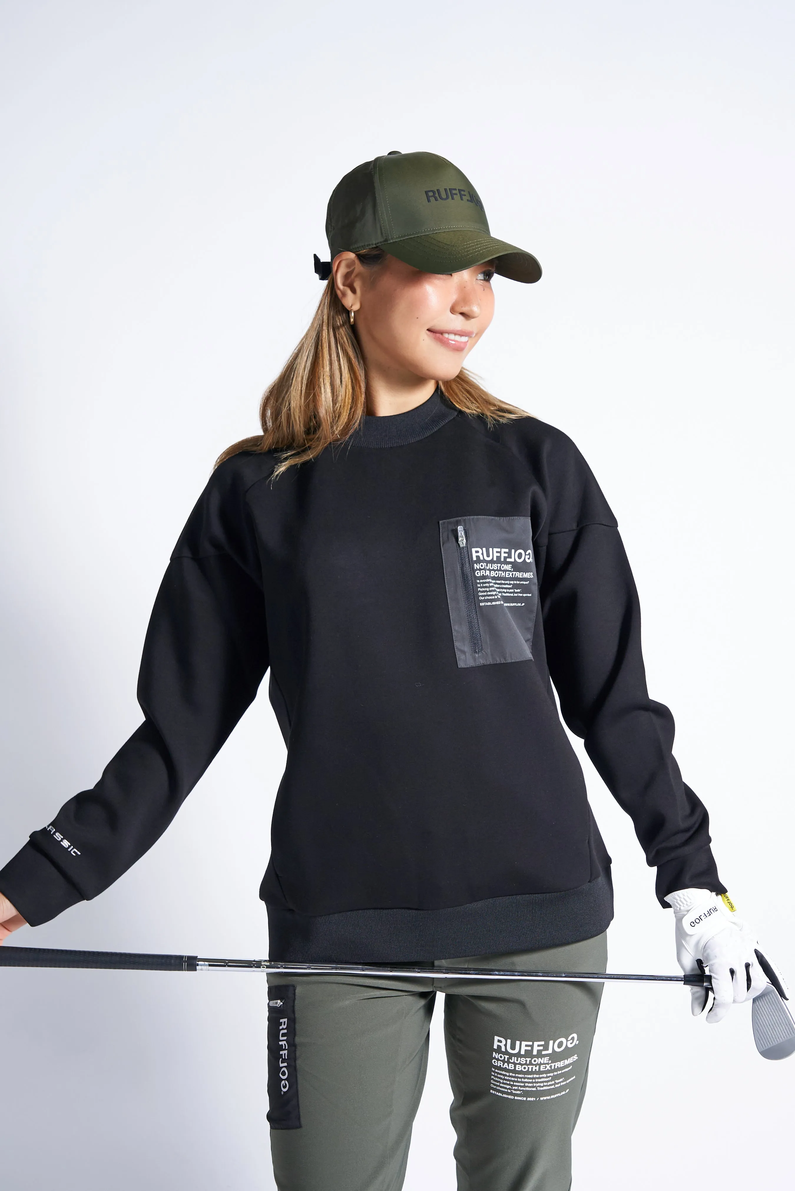 TC RAGLAN SLEEVES MOCK NECK SHIRTS BLACK