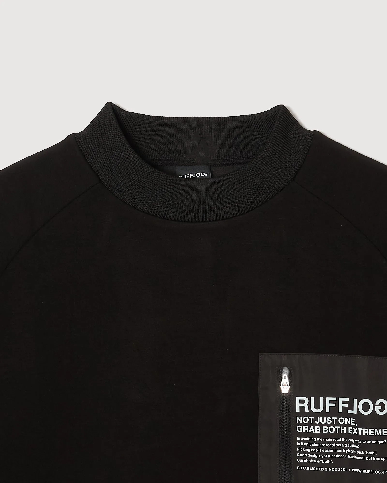 TC RAGLAN SLEEVES MOCK NECK SHIRTS BLACK
