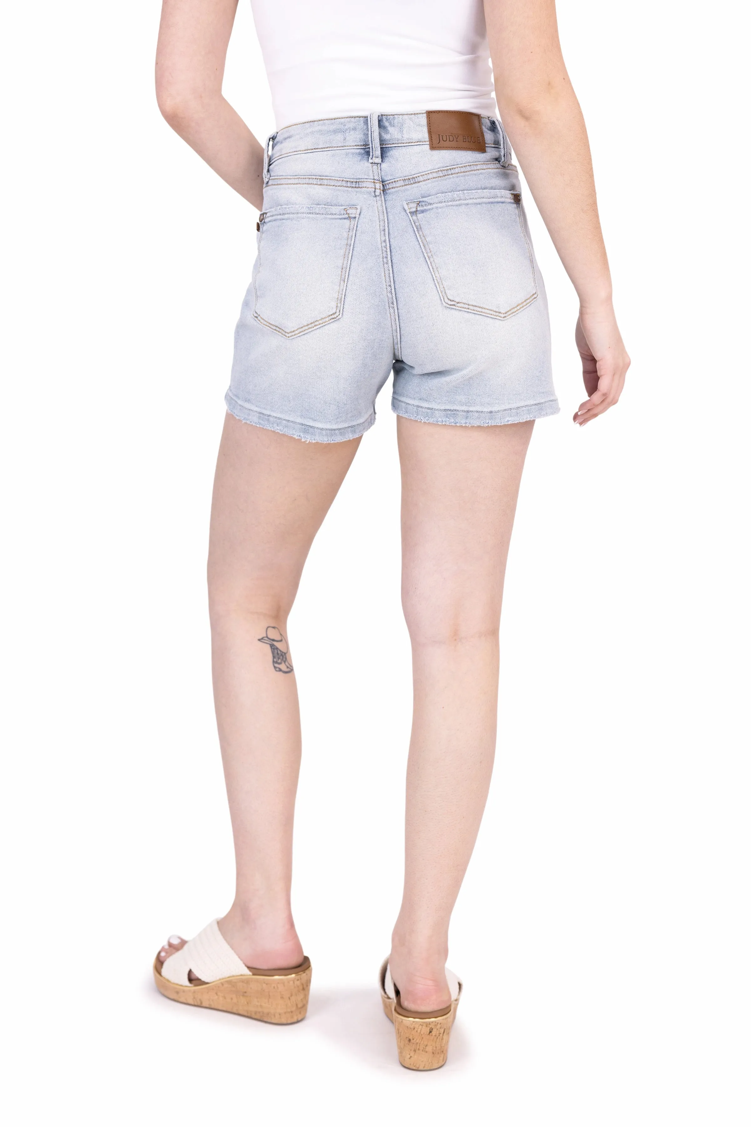 The Brantley from Judy Blue: High-Rise Rigid Magic Denim Shorts