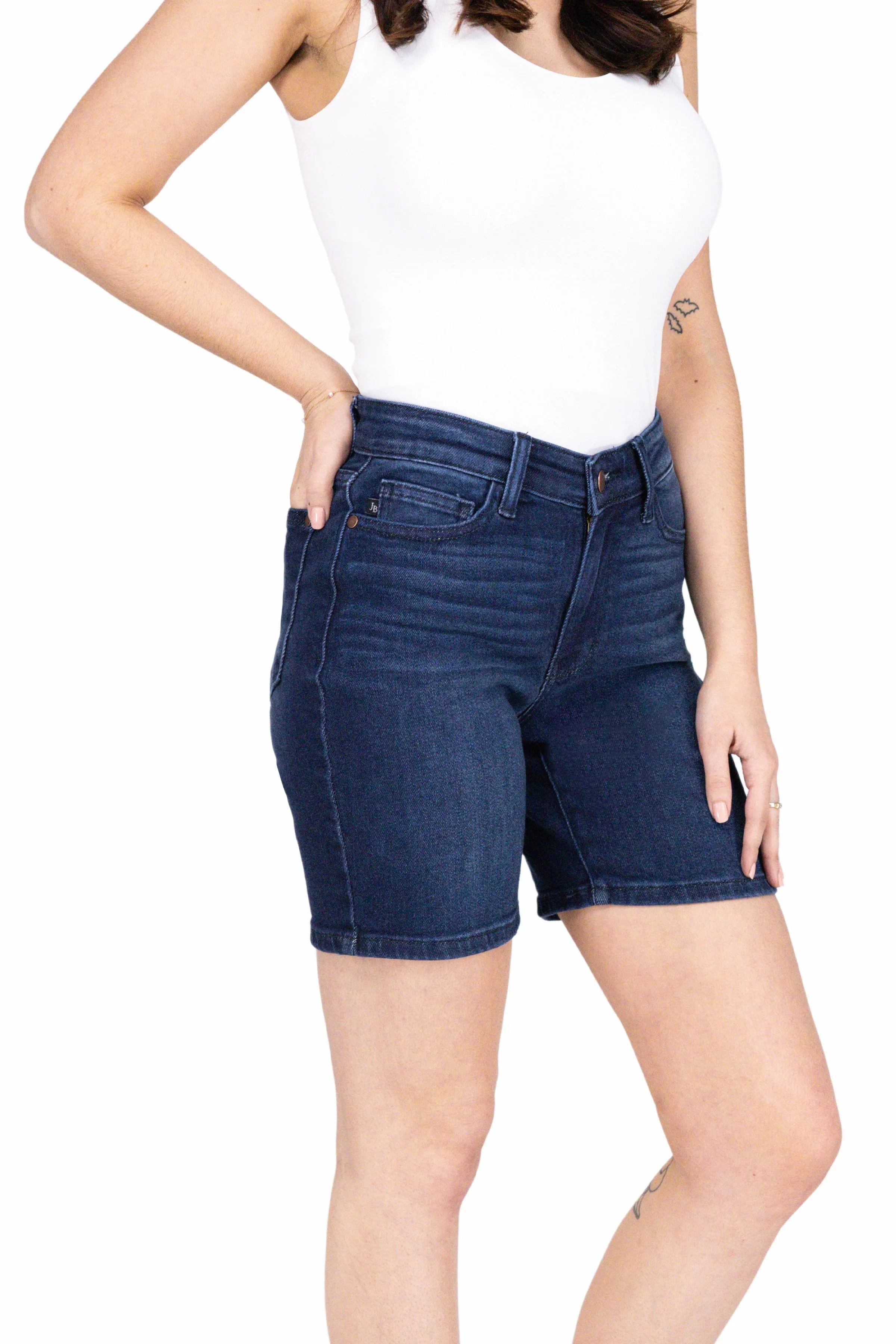 The Camila from Judy Blue: High-Rise V-Front Bermuda Shorts * Final Sale*