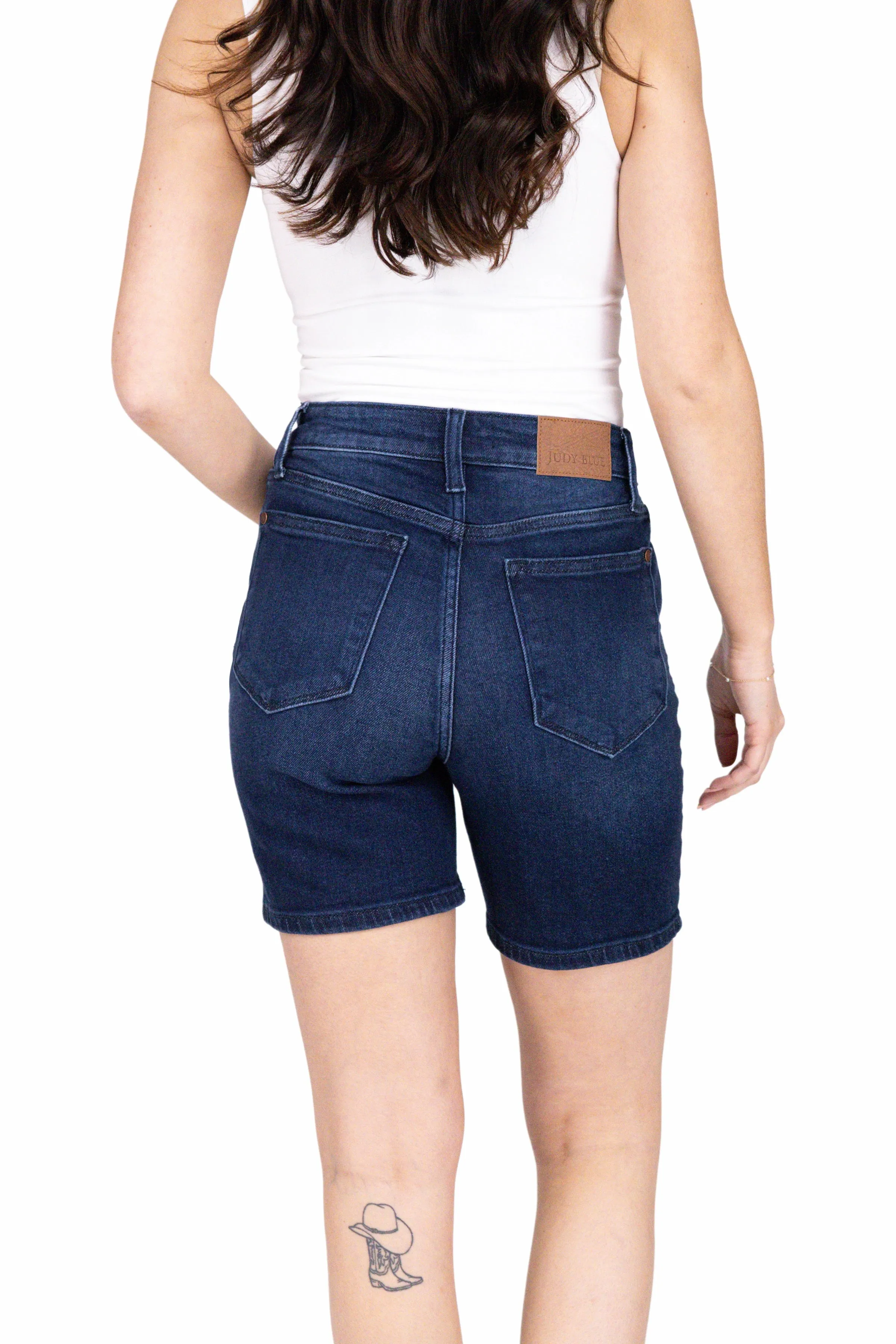 The Camila from Judy Blue: High-Rise V-Front Bermuda Shorts * Final Sale*