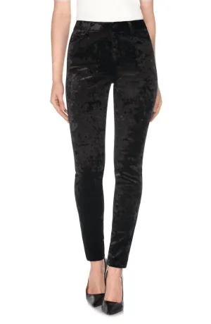 The Charlie Crushed Velvet High Rise Skinny Pants In Black
