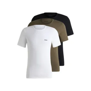 Three-pack of cotton underwear T-shirts with logo embroidery