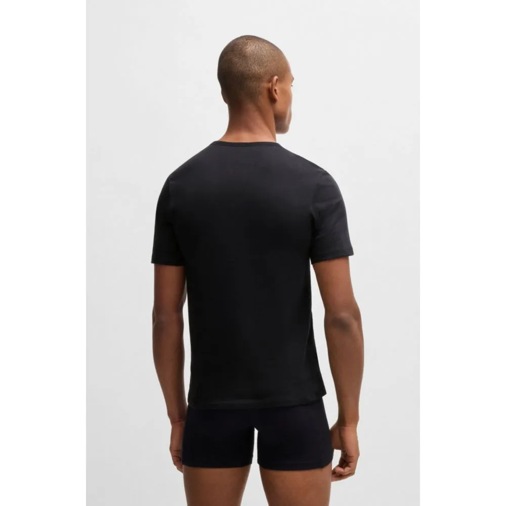 Three-pack of cotton underwear T-shirts with logo embroidery