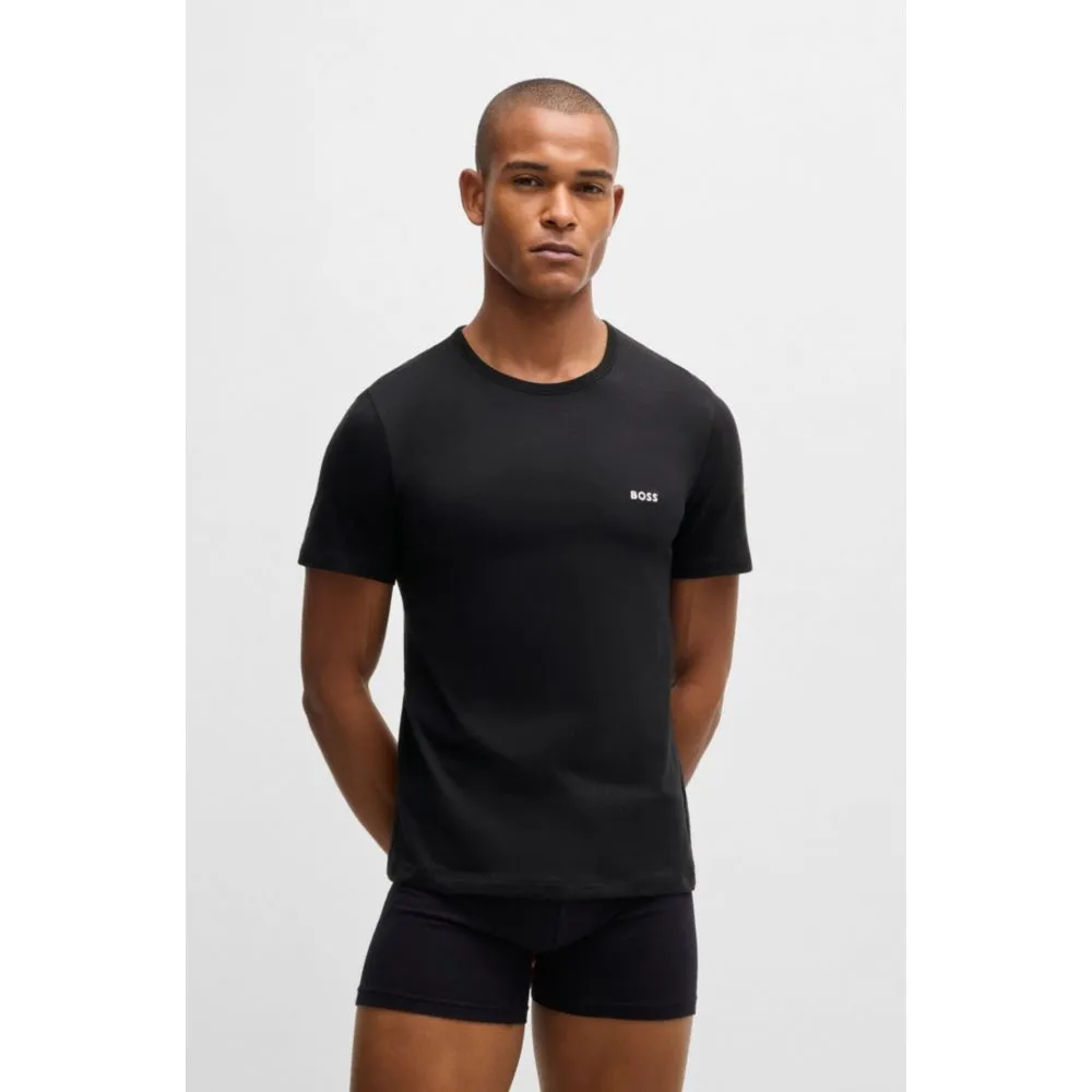 Three-pack of cotton underwear T-shirts with logo embroidery