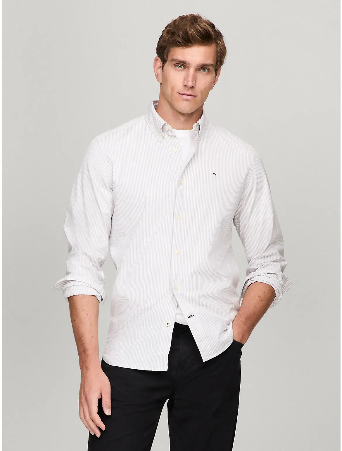 Tommy Hilfiger Men's Stripe Stretch Regular Fit Poplin Shirt