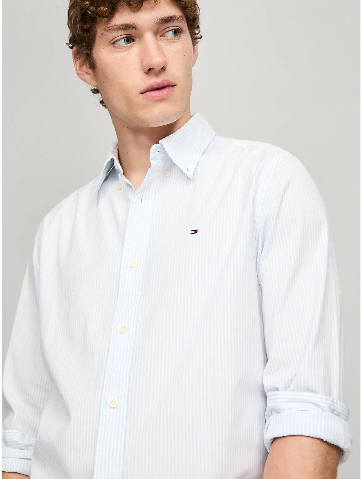 Tommy Hilfiger Men's Stripe Stretch Regular Fit Poplin Shirt