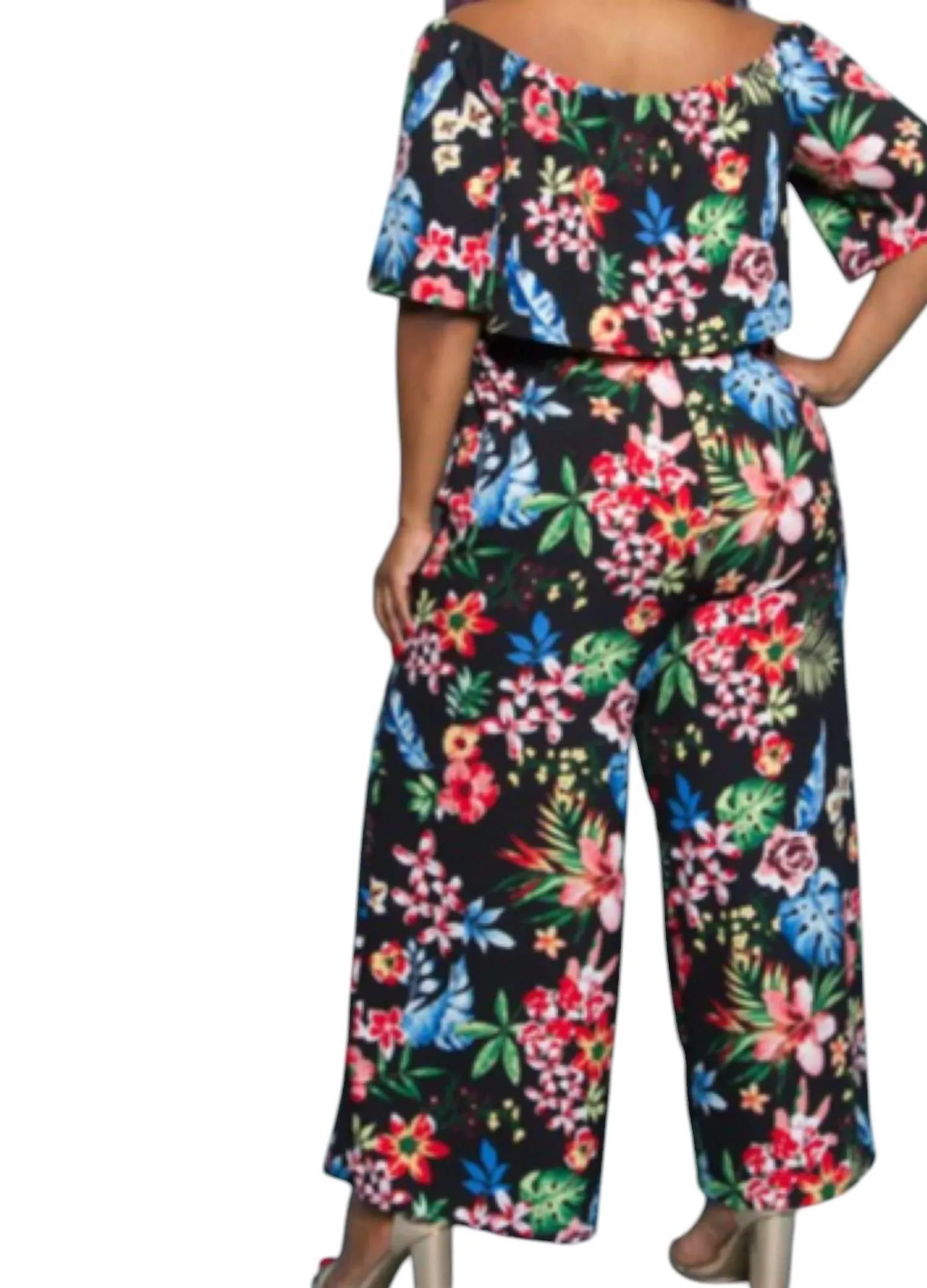 Top And Pant Set With Splits In Black Multi