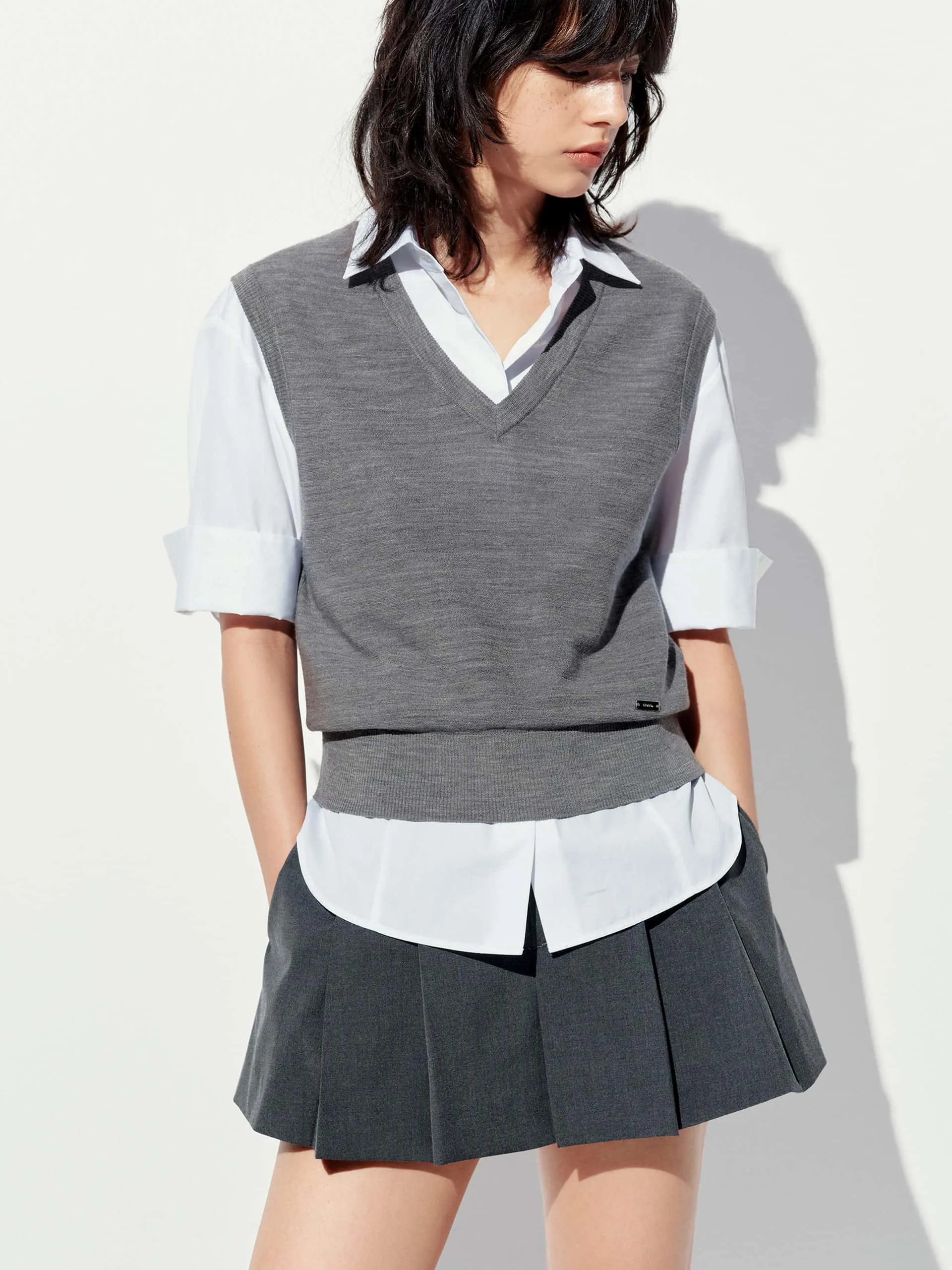 V-neck Wool Knit Vest