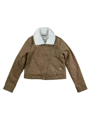 Vans VN0A3ZHXUOH Jacket Women's XS Brown Sherpa Lined Asymmetrical Zip APP910