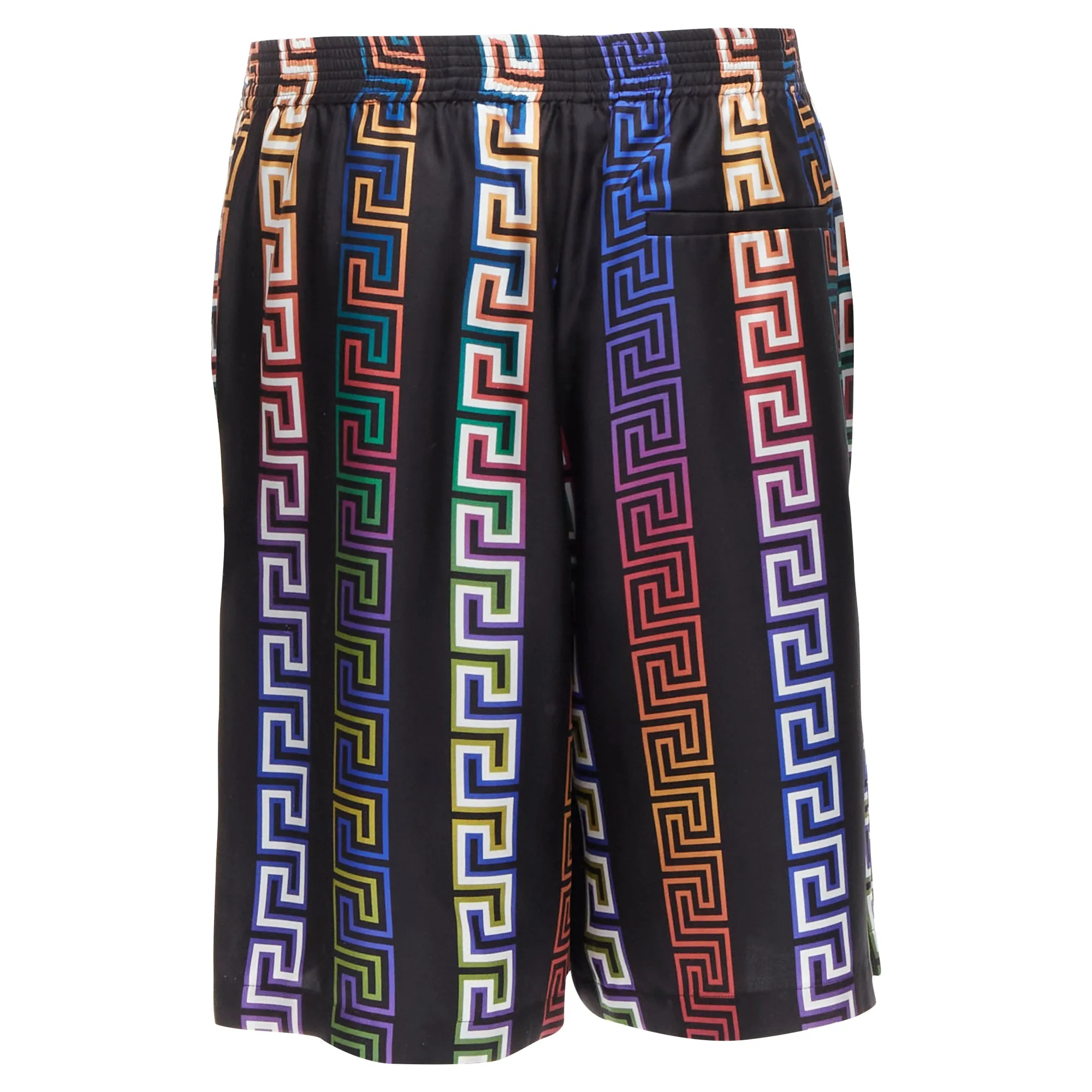 Versace Neon Greca silk twill shorts