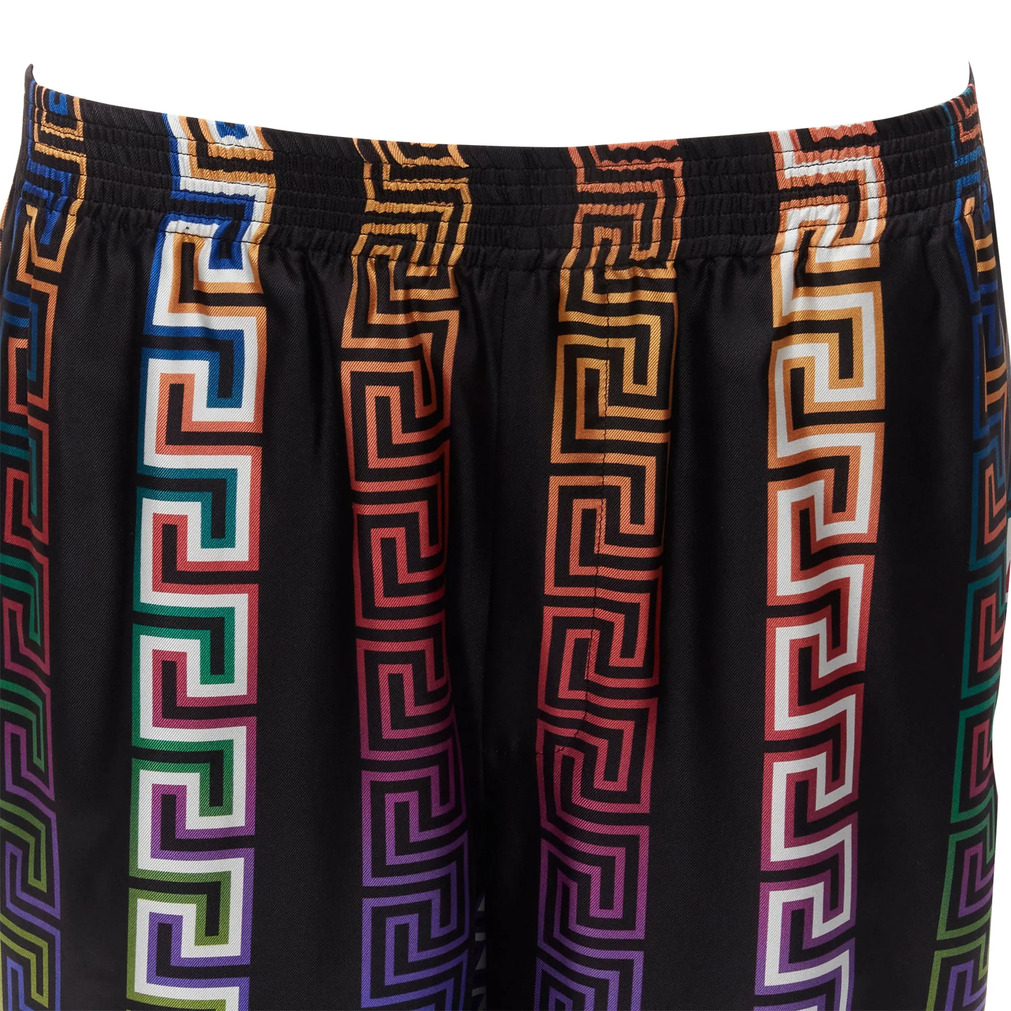 Versace Neon Greca silk twill shorts