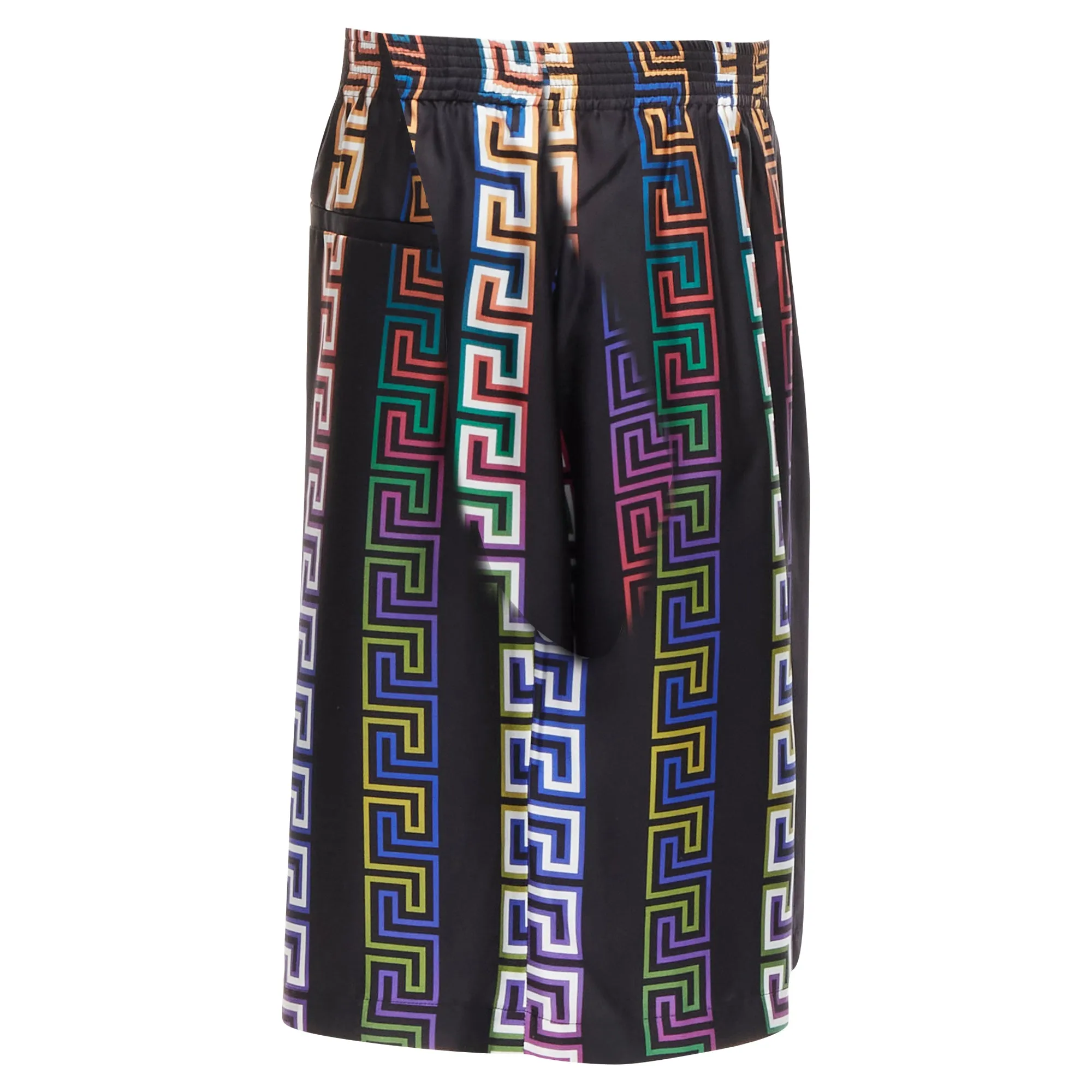 Versace Neon Greca silk twill shorts