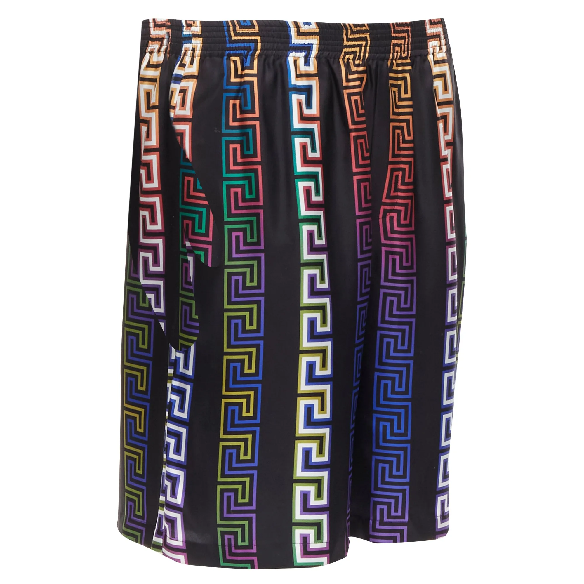 Versace Neon Greca silk twill shorts