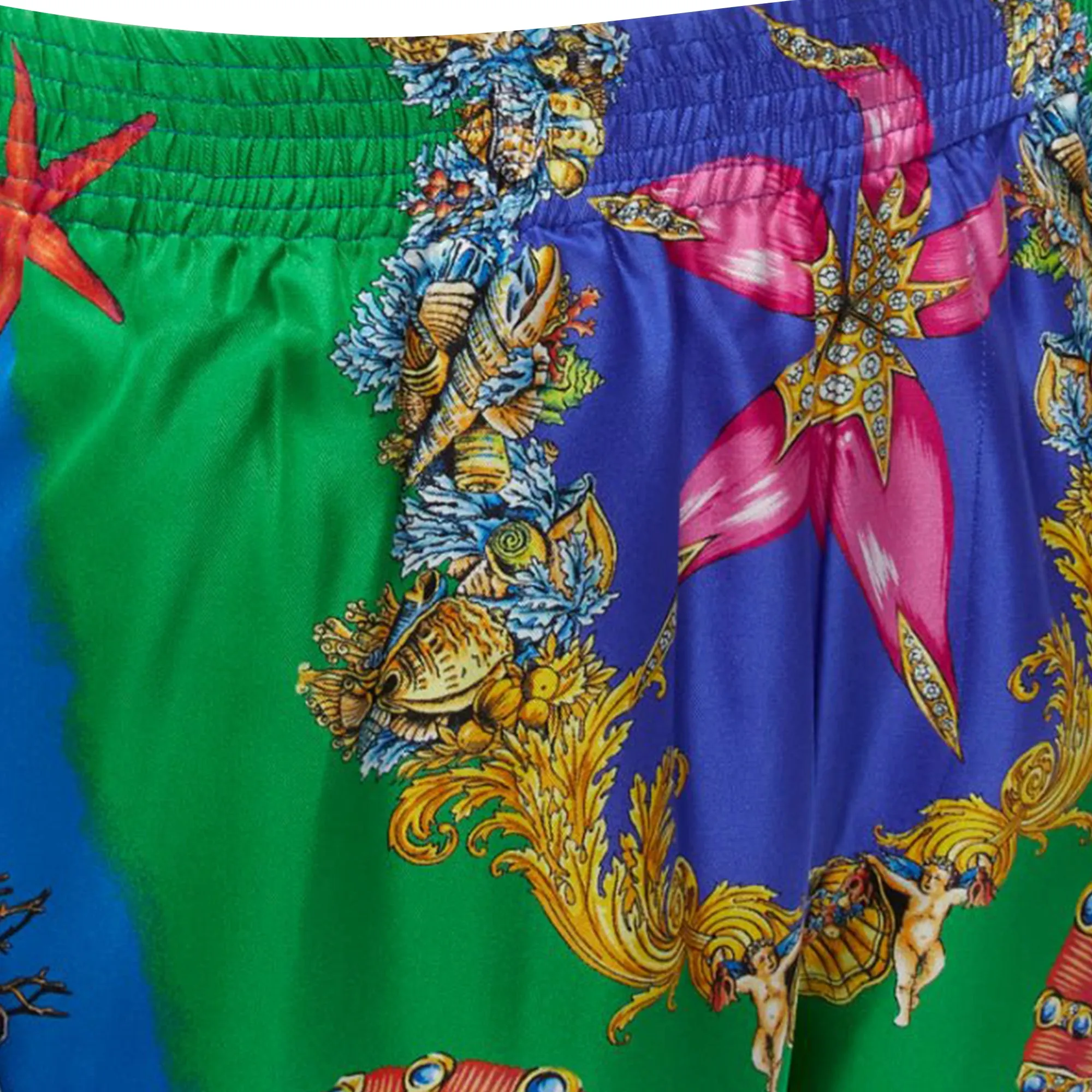 Versace Tresor De La Mer seashell print silk shorts