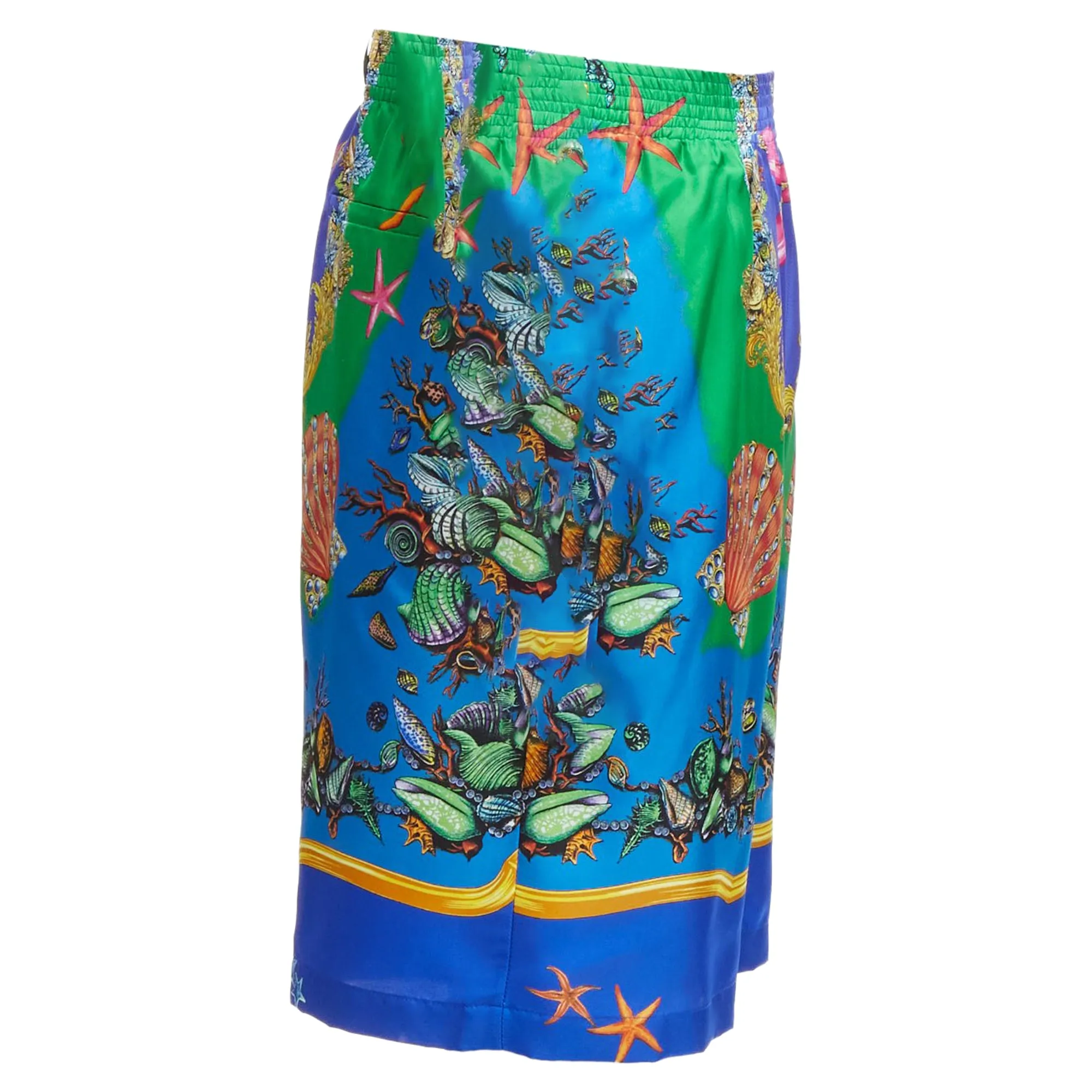 Versace Tresor De La Mer seashell print silk shorts