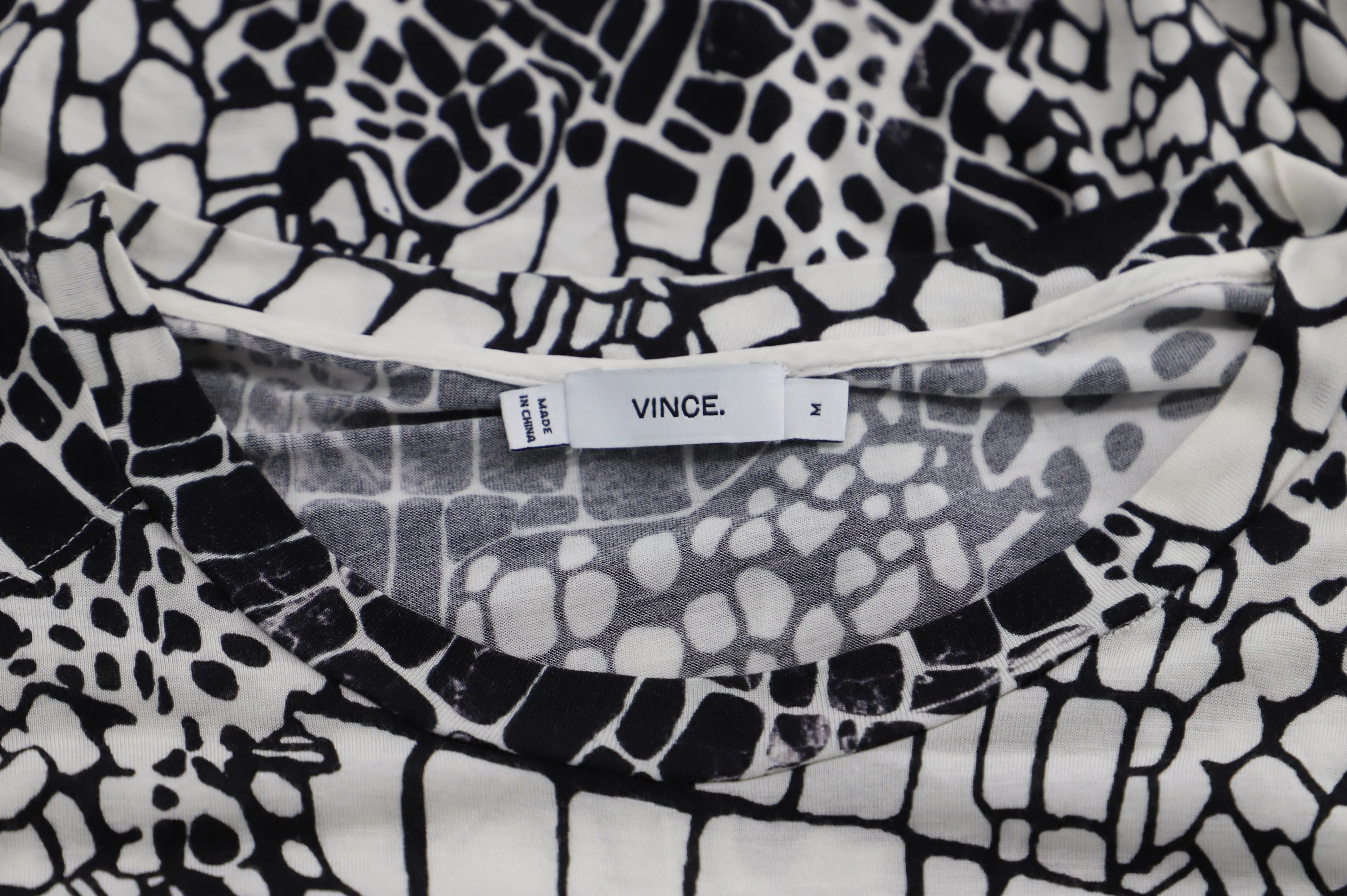 Vince Croc Print Sleeveless Top in Black and White Viscose
