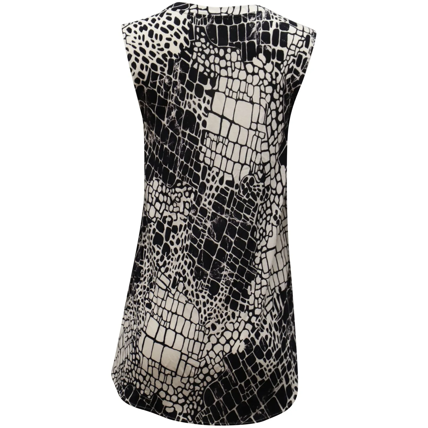 Vince Croc Print Sleeveless Top in Black and White Viscose