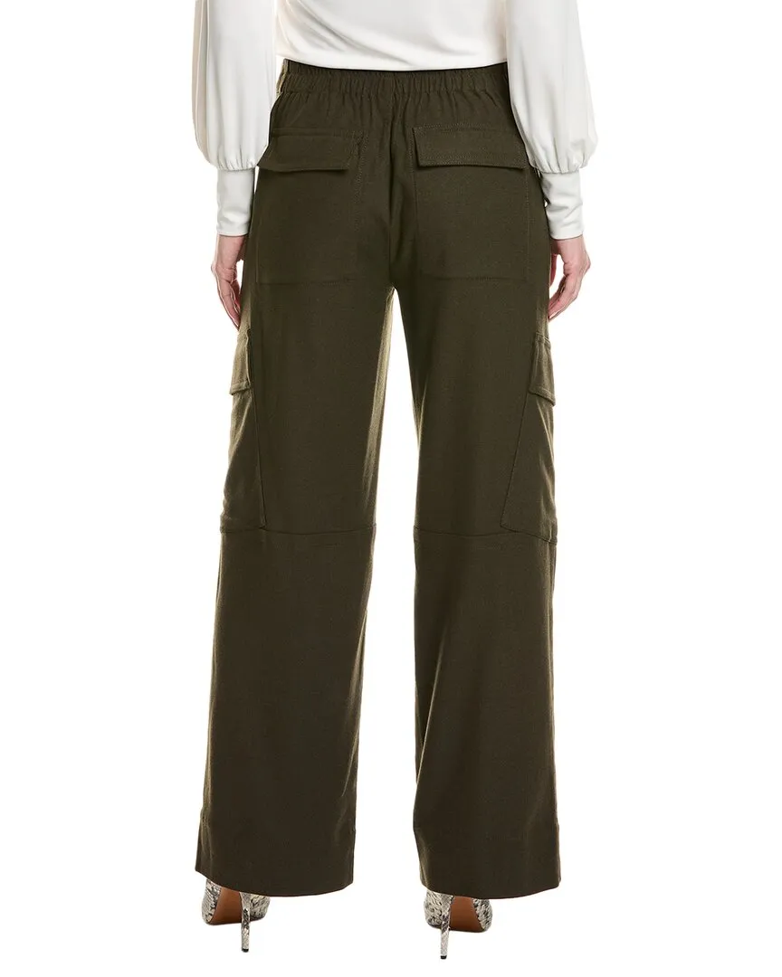 Vince Flannel Wide Leg Raver Wool-Blend Pant