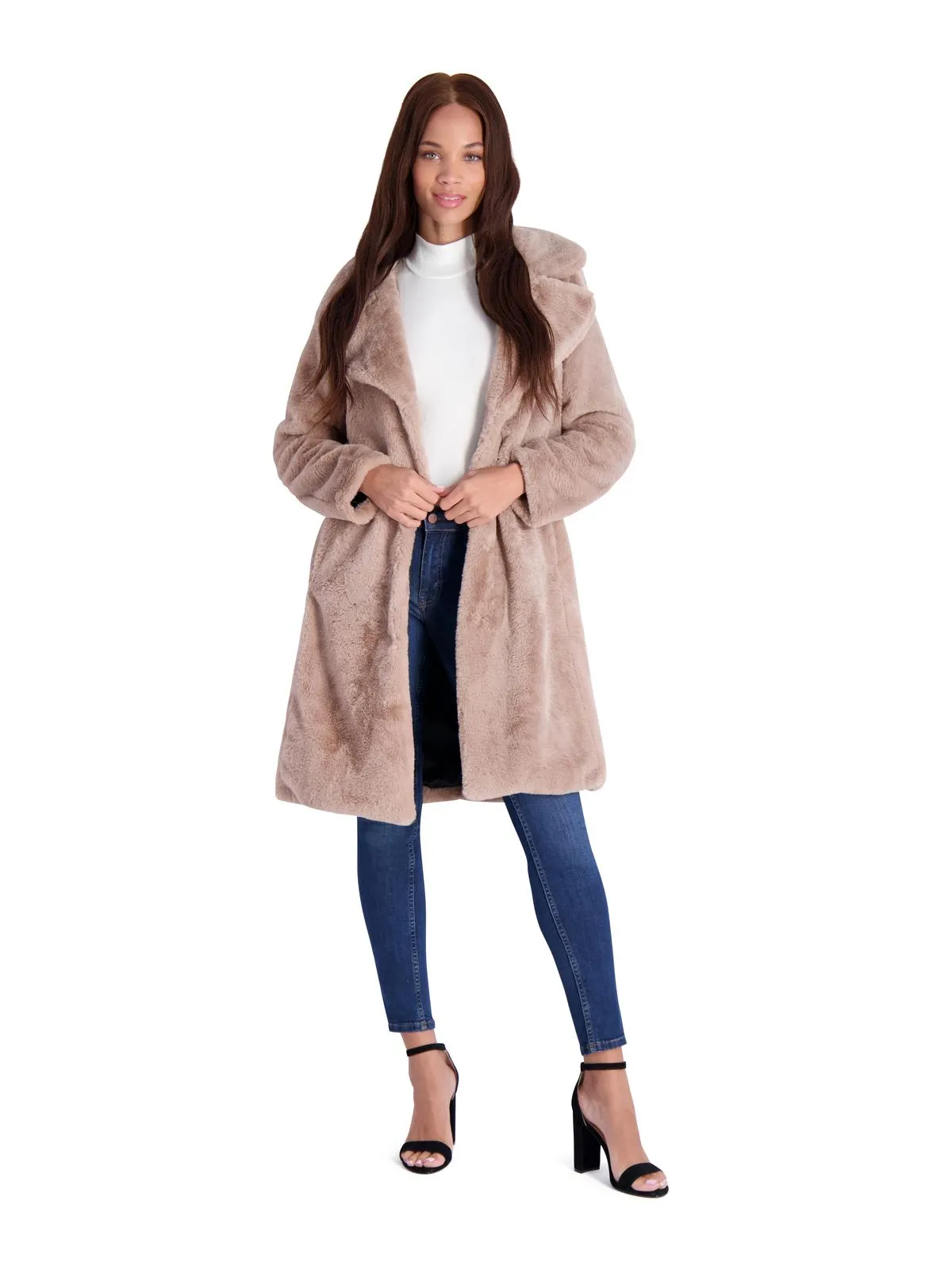 Womens Faux Fur Plush Faux Fur Coat