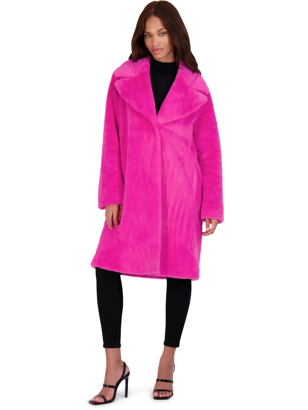 Womens Faux Fur Plush Faux Fur Coat