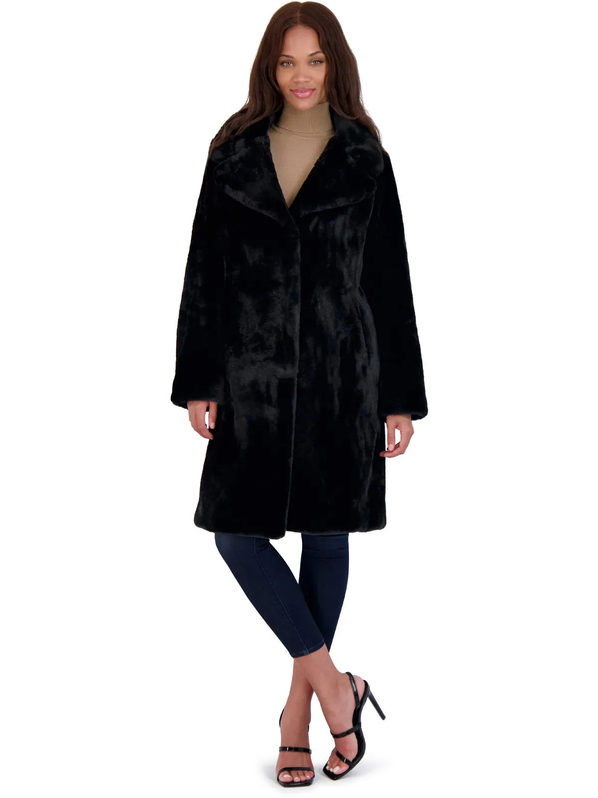 Womens Faux Fur Plush Faux Fur Coat
