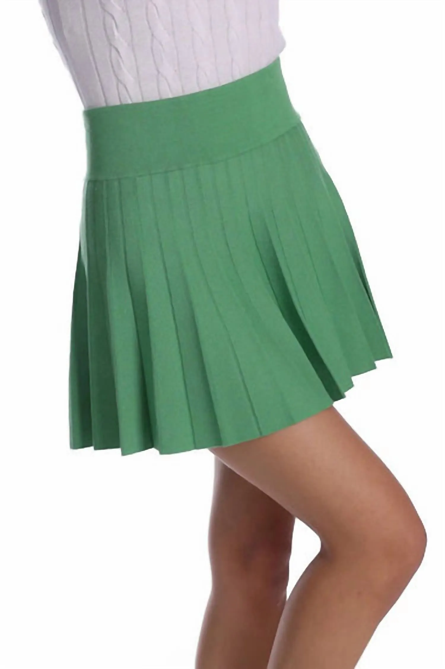 Women's Pleated Skirt In Golf Green