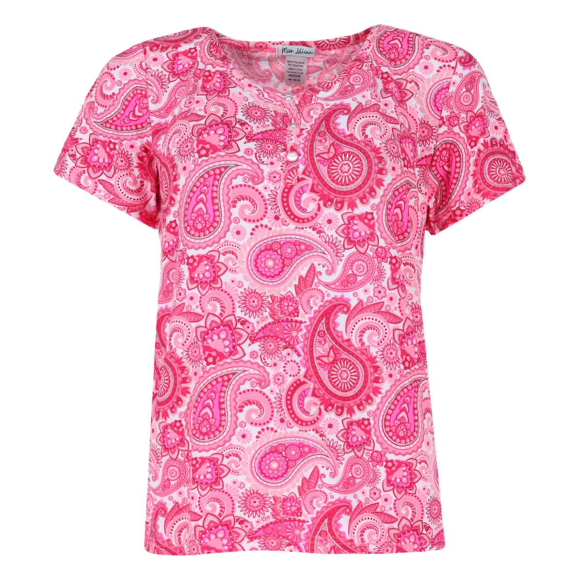 Women's Plus Size Paisley Henley Short Sleeve and Shorts Set