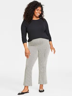 Women's Printed Ankle Pants,Black/Ecru
