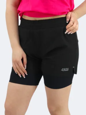 Women's Printed Sports Short,Black
