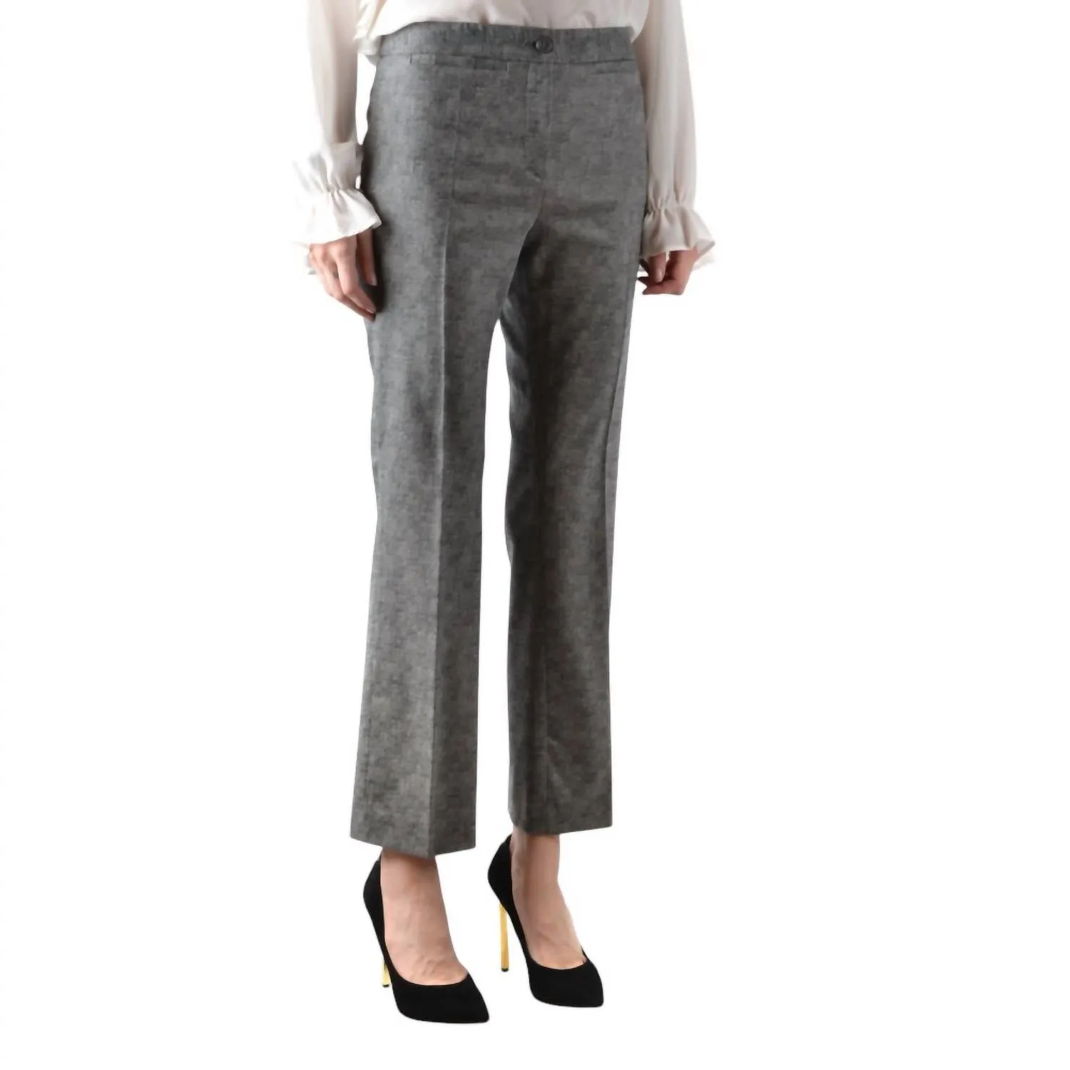 Wool Ankle Crop Dress Pants In Gray