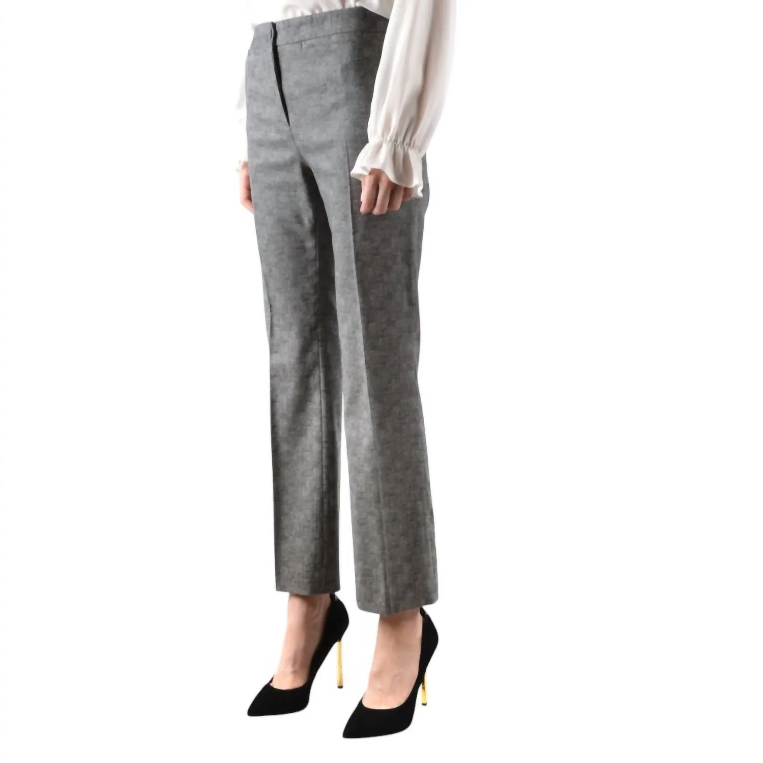 Wool Ankle Crop Dress Pants In Gray
