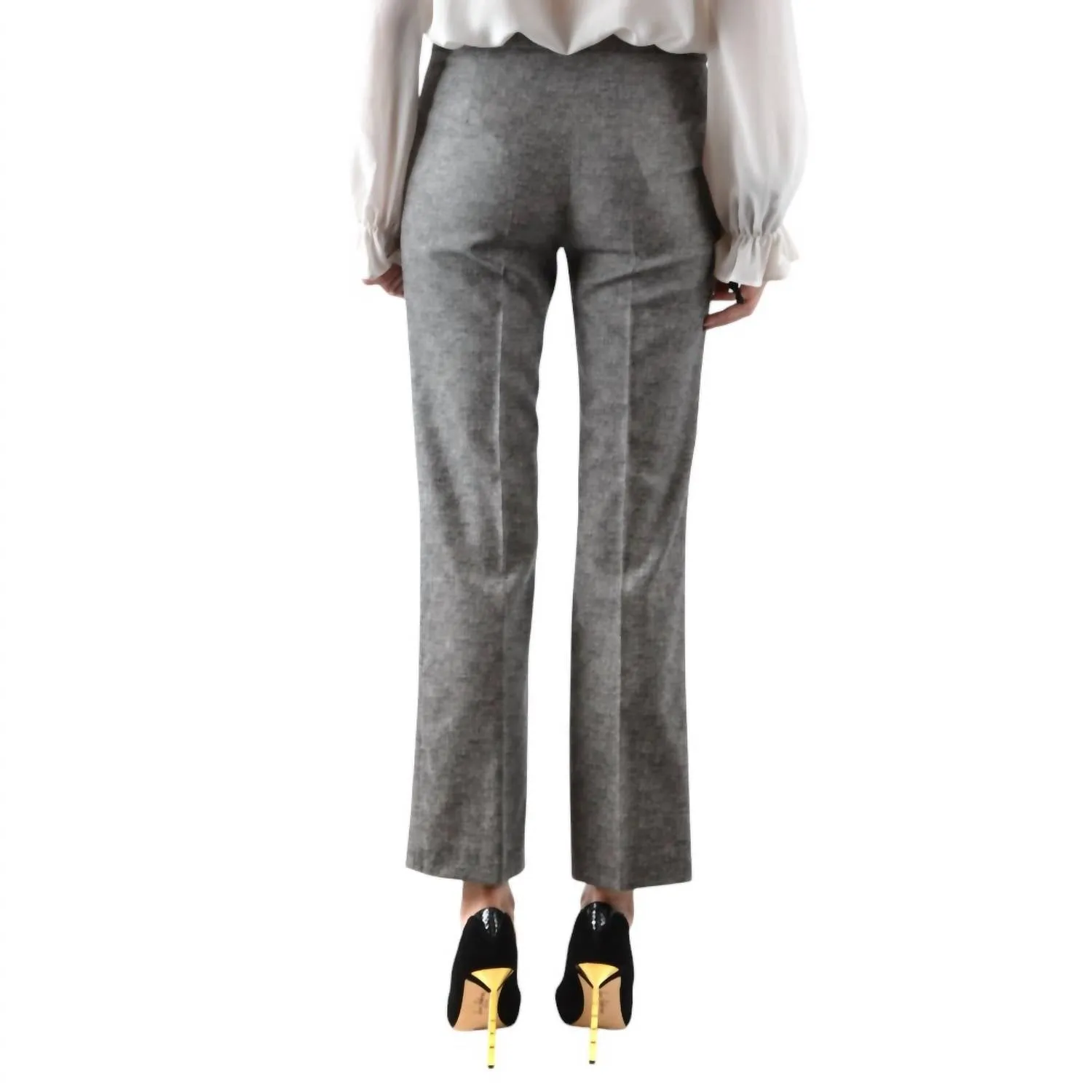 Wool Ankle Crop Dress Pants In Gray