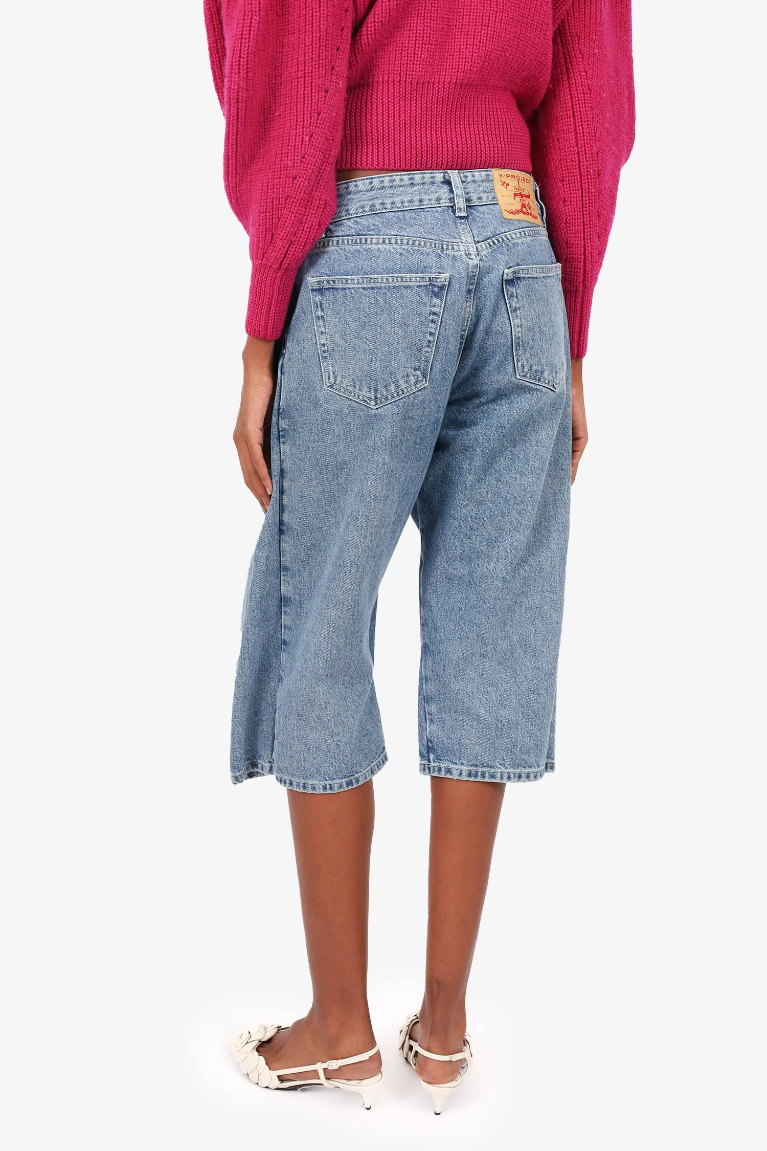 Y/Project Blue Denim Bermuda Shorts Size Small