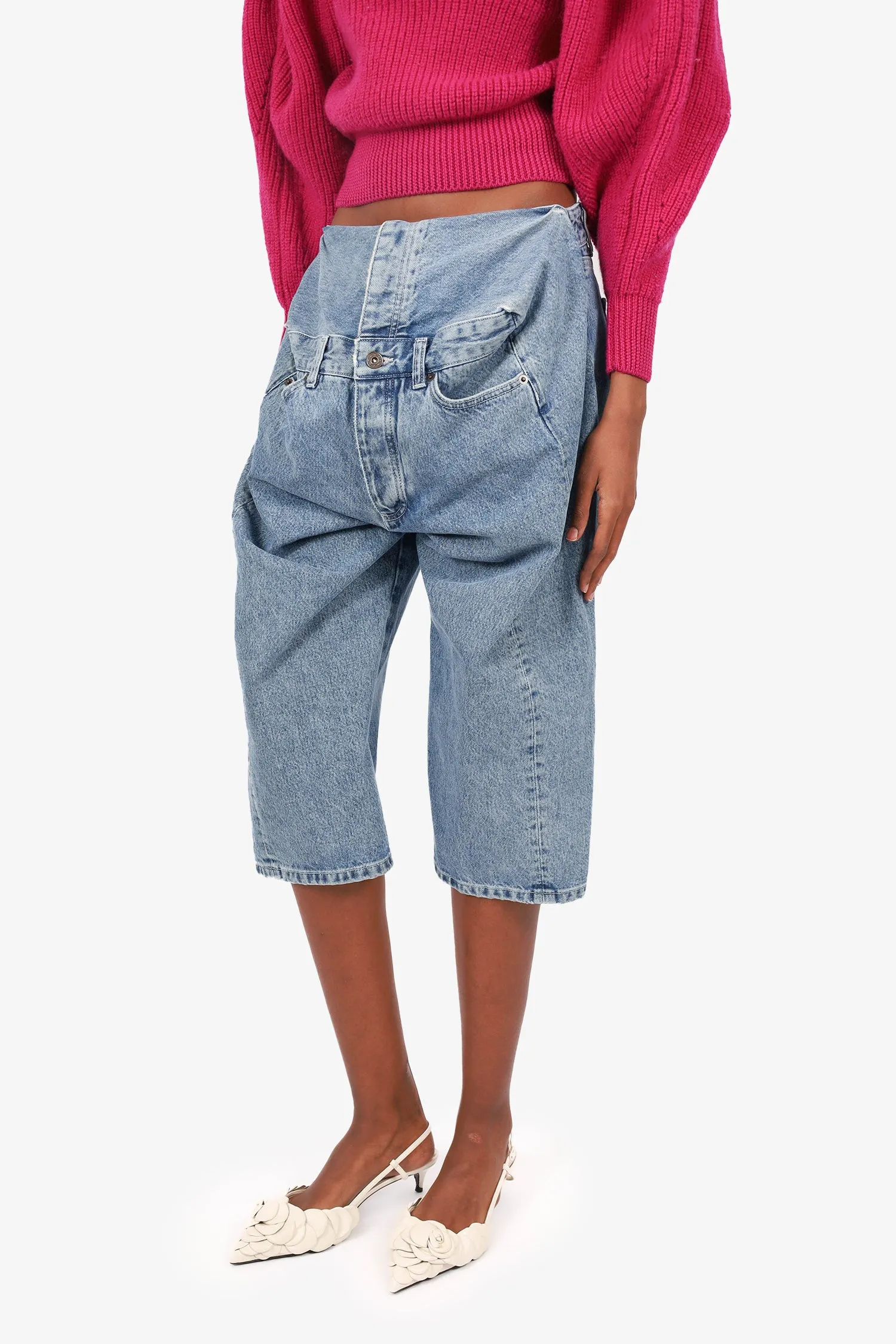 Y/Project Blue Denim Bermuda Shorts Size Small