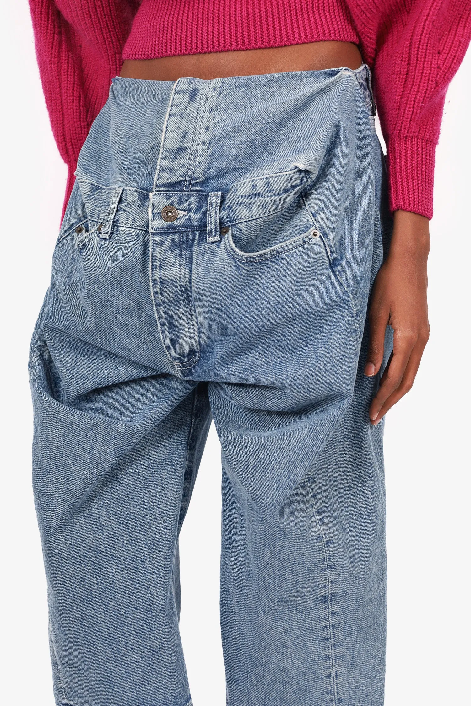 Y/Project Blue Denim Bermuda Shorts Size Small